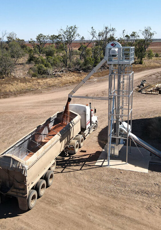 Grain conveyor system loading truck